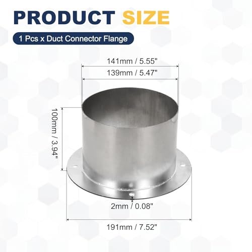 Duct Connector Flange, Wall Mount, Stainless Steel view 2