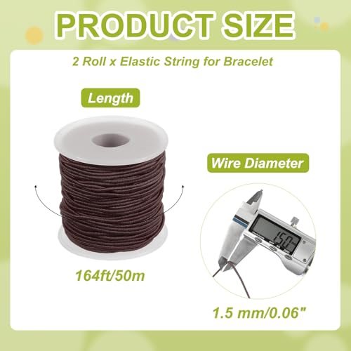 Elastic String for Bracelet 164 Ft/50 Meter Length 1.5 mm Dia, 2 Roll view 2
