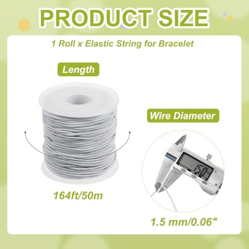 Elastic String for Bracelet 164 Ft/50 Meter Length 1.5 mm Dia, 1 Roll view 2