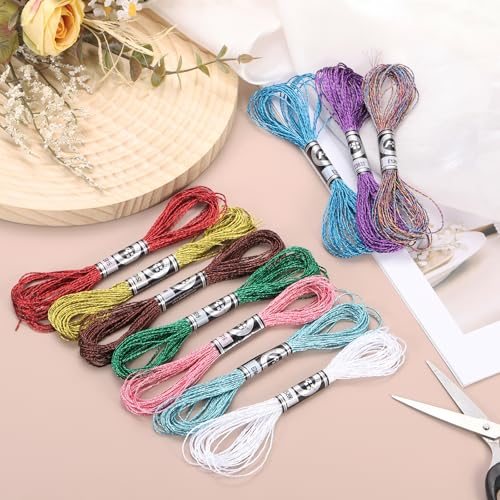 Embroidery Floss Metallic Embroidery Thread Nylon 6Skeins, Black, Threads view 3