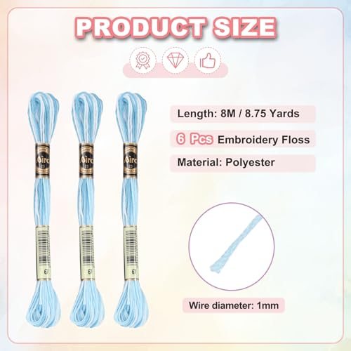 Embroidery Floss Polyester Embroidery Threads Bracelets String, 6 Skeins view 2