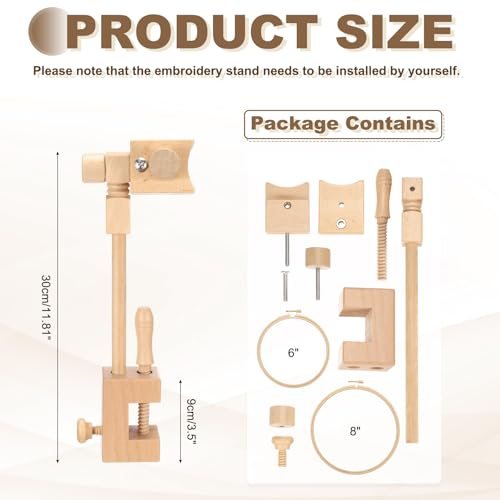 Embroidery Hoop Stand Beech Wood Cross Stitch Stand Holder view 2