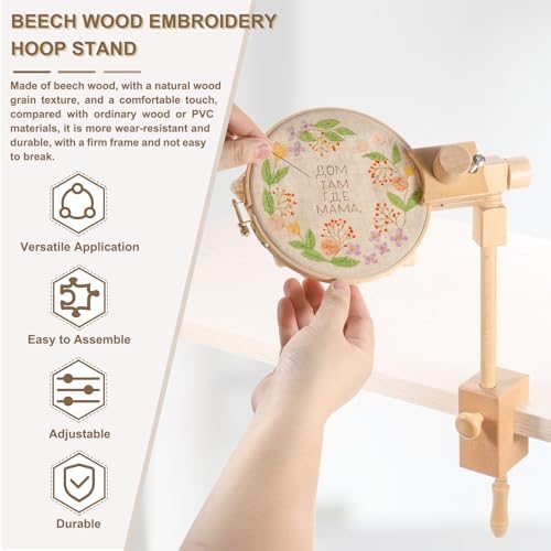Embroidery Hoop Stand Beech Wood Cross Stitch Stand Holder view 4