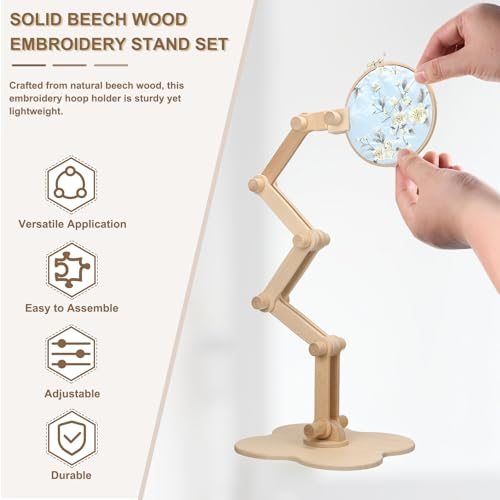 Embroidery Hoop Stand Beech Wood Cross Stitch Stand Holder view 4