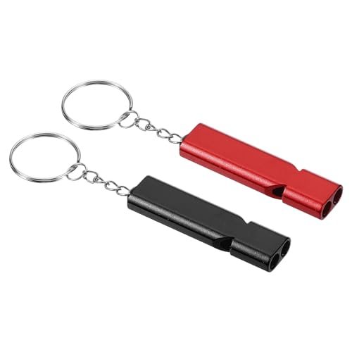 Emergency Survival Whistle, 2 Pack Double Tubes Whistles Super Loud — PATIKIL