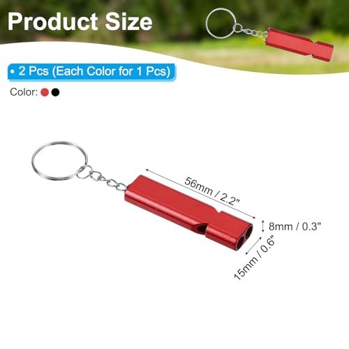 Emergency Survival Whistle, 2 Pack Double Tubes Whistles Super Loud view 2