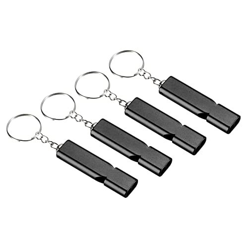 Emergency Survival Whistle, 4 Pack Double Tubes Whistles Super Loud — PATIKIL