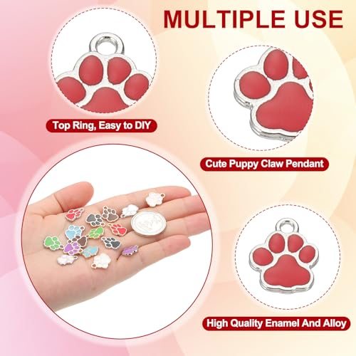 Enamel Dog Paw Print Charms, Lovely Paw Pendant Keychain Charm view 3