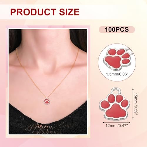 Enamel Dog Paw Print Charms, Lovely Paw Pendant Keychain Charm view 2