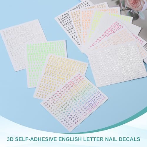 English Letter Nail Decal Small Alphabet Art Sticker Metallic view 3