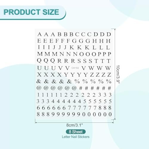 English Letter Nail Decal Small Alphabet Art Sticker Metallic view 2