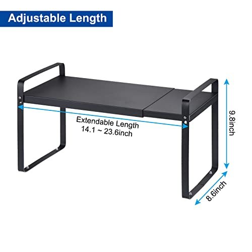 Expandable Cabinet Shelf Organizers Black 14"-25" Lx8.6 Wx10.3 H, Kitchen view 2