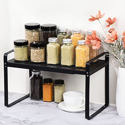 Expandable Cabinet Shelf Organizers Black 14"-25" Lx8.6 Wx10.3 H, Kitchen view 4