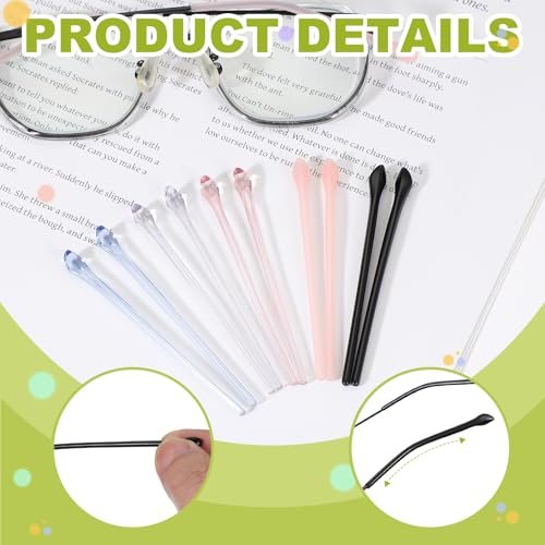 Eye Glass Replacement Temples, Plastic Anti-Slip Eyeglass End Tips view 3