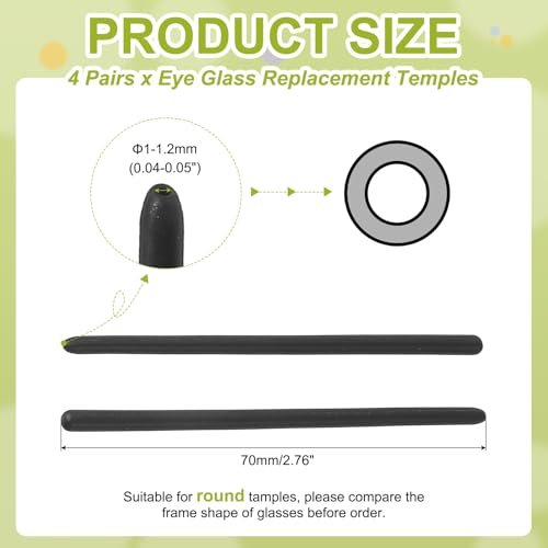 Eye Glass Replacement Temples, Silicone Anti-Slip Eyeglass End Tips view 2
