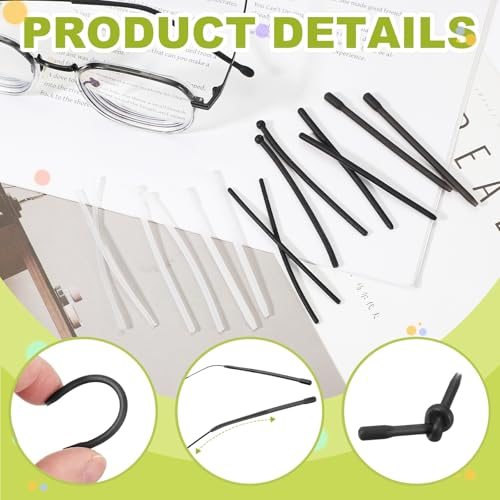 Eye Glass Replacement Temples Silicone End 1-1.2mm White, Anti-Slip view 3