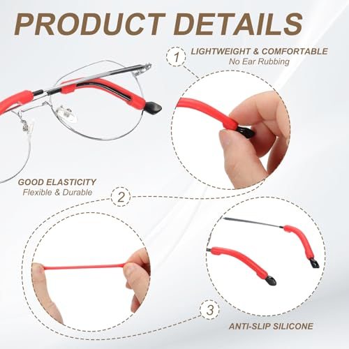 Eyeglasses Temple Tips Sleeve Retainer, 6 Pair Soft Silicone Anti-Slip view 3