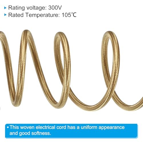 Fabric Cloth Covered Round Wire, 32.8ft 18AWG 2 Core Vintage Woven view 3