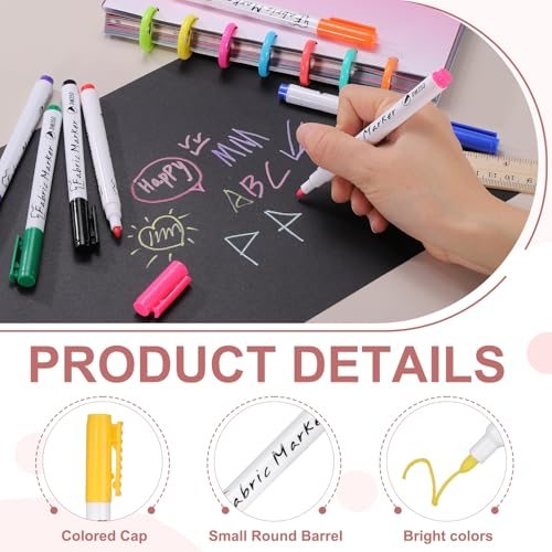 Fabric Marker Pens 6Pcs Washable Permanent Markers Yellow view 4