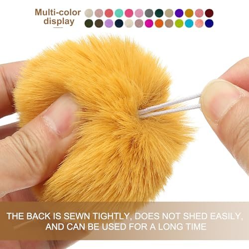 Faux Fur Pom Poms for Hats, 12 Pcs Fluffy Soft Fur Poms Balls with view 3