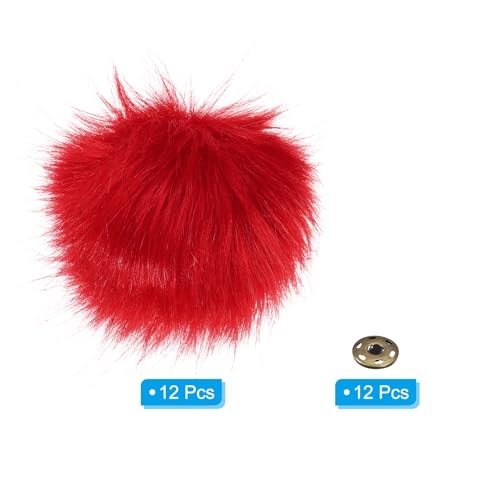 Faux Fur Pom Poms for Hats, 12 Pcs Fluffy Soft Fur Poms Balls with Snap view 3