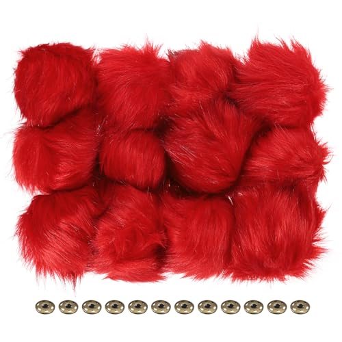 Faux Fur Pom Poms for Hats, 12 Pcs Fluffy Soft Fur Poms Balls with Snap — PATIKIL