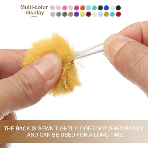 Faux Fur Pom Poms for Hats, 20 Pcs Fluffy Soft Fur Poms Balls with view 3