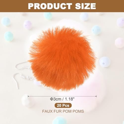 Faux Fur Pom Poms for Hats, 20 Pcs Fluffy Soft Fur Poms Balls with view 2