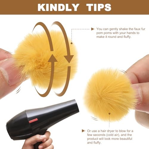 Faux Fur Pom Poms for Hats, 20 Pcs Fluffy Soft Fur Poms Balls with view 4