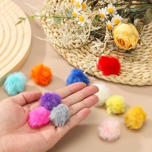 Faux Fur Pom Poms for Hats, 20 Pcs Fluffy Soft Fur Poms Balls with view 5