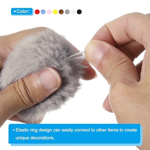 Faux Fur Pom Poms for Hats, 6 Pcs Fluffy Soft Fur Balls for Keychain view 3