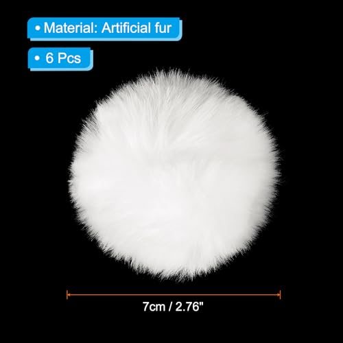 Faux Fur Pom Poms for Hats, 6 Pcs Fluffy Soft Fur Balls for Keychain view 2