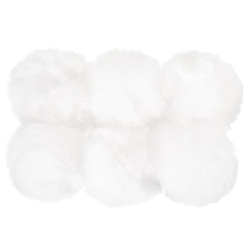 Faux Fur Pom Poms for Hats, 6 Pcs Fluffy Soft Fur Balls for Keychain — PATIKIL