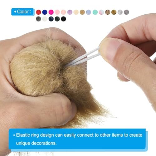 Faux Fur Pom Poms for Hats, 6 Pcs Fluffy Soft Fur Balls with Elastic Loop view 3
