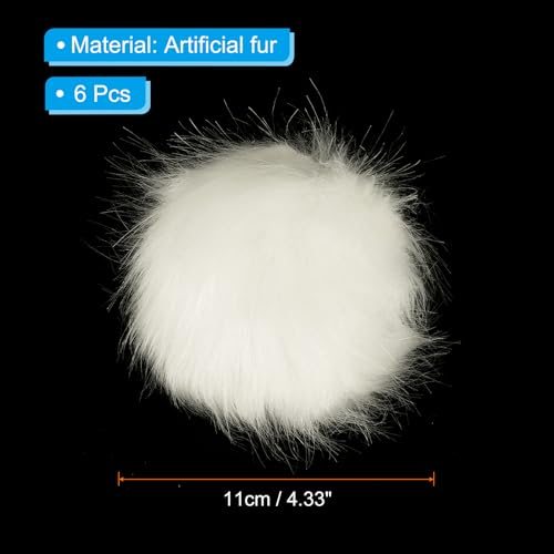 Faux Fur Pom Poms for Hats, 6 Pcs Fluffy Soft Fur Balls with Elastic Loop view 2