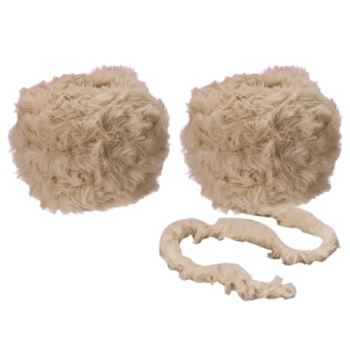 Faux Fur Yarn Soft Polyester Plush 2 Skeins 35 Yards Light Brown, Fuzzy — PATIKIL