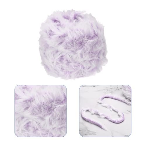 Faux Fur Yarn Soft Polyester Plush 2 Skeins 35 Yards Light Purple view 3