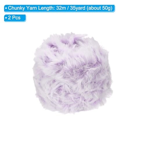 Faux Fur Yarn Soft Polyester Plush 2 Skeins 35 Yards Light Purple view 2