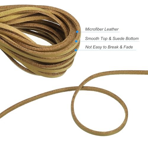 Faux Suede Leather Cord, 3 Rolls 3mm x 5.5 Yards Flat Synthetic Leather view 3