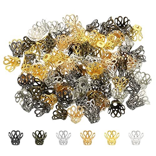 Flower Bead Caps, 100Pcs 8x7mm Hollow Metal Spacer Bead End Caps — PATIKIL