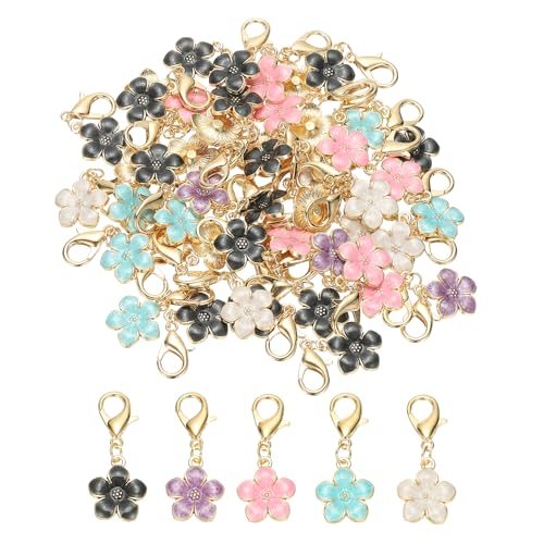 Flower Crochet Stitch Markers 50Pack 1.4" Removable Lobster Clasp — PATIKIL