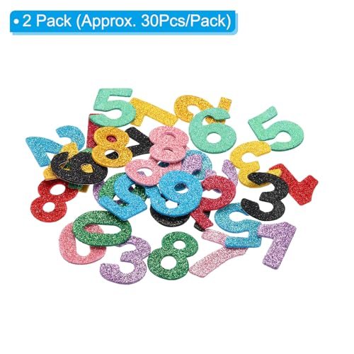 Foam Stickers, 60Pcs 0-9 EVA Self Adhesive Glitters Foam Shape Sticker view 2