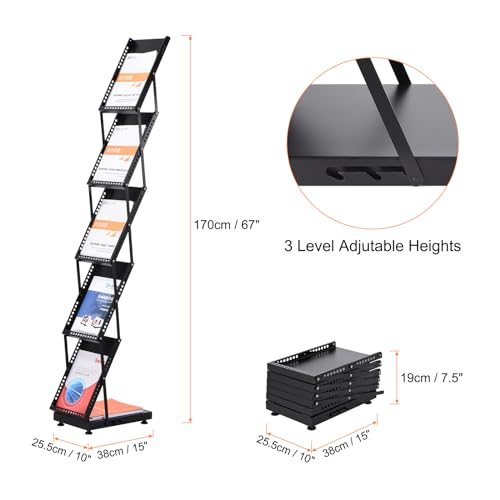 Foldable Magazine Display Racks Floor Standing 5 Layers Brochure Stand view 2