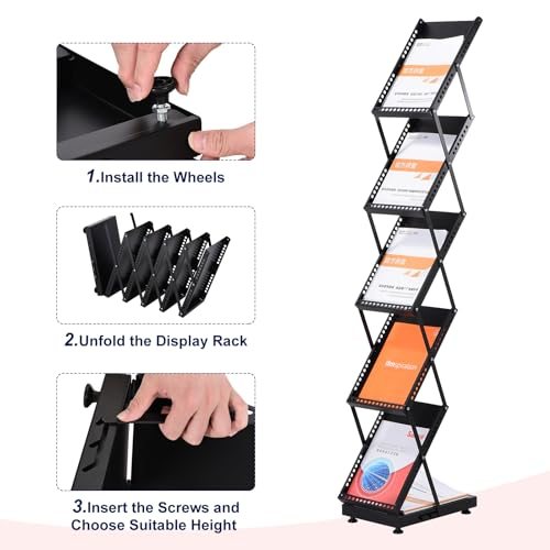 Foldable Magazine Display Racks Floor Standing 5 Layers Brochure Stand view 5