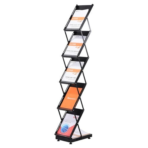 Foldable Magazine Display Racks Floor Standing 5 Layers Brochure Stand — PATIKIL