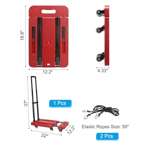 Folding Hand Truck, 440lb Heavy Luggage Cart Portable Duty Dolly view 2