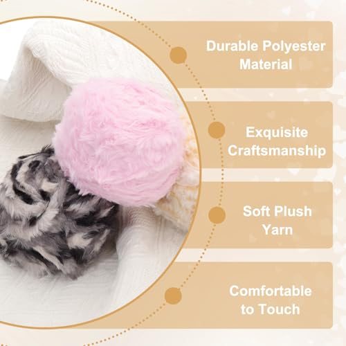 Fur Yarn, 100 Grams Soft Plush Fluffy Chunky Polyester Faux Fur Eyelash view 3