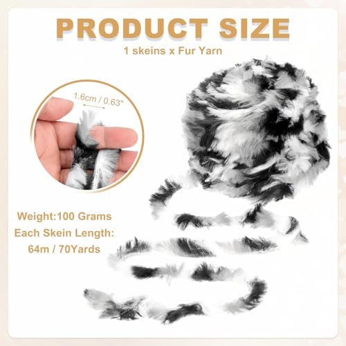 Fur Yarn, 100 Grams Soft Plush Fluffy Chunky Polyester Faux Fur Eyelash view 2