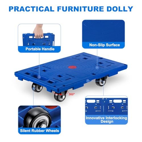 Furniture Dolly for Moving, 2 Pack Portable Small Flat Moving Dolly with view 3