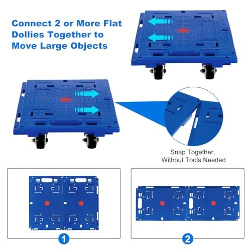 Furniture Dolly for Moving, 2 Pack Portable Small Flat Moving Dolly with view 4